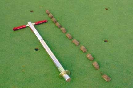 The new Duich Ball Mark Plugger is specially designed for daily removal of ball marks completely out of a golf green and eliminating golfer complaints. The hardened cutter blade removes turf plugs 1-1/2 inches in diameter by 2 1/2 inches deep.