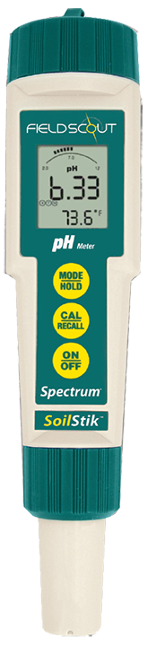 The Direct Soil pH Pen will give soil pH reading directly in a soil sample without having to mix a slurry. Simply pull a soil sample out of the ground, press the Direct Soil pH Pen's flat surface electrode into the soil and read the meter.