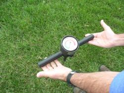 The Turf-Tec Soil Compaction Tester is a Penetrometer which measures the compaction of soil and is based on the ASAE S313.3 standard. The tester is supplied with two tips: a small tip (1/2 diameter) for use in firm soil and a large tip (3/4diameter) for use in soft soil. The dial has two scales (one for each tip) that are calibrated in pounds per square inch of the base area of the cone shaped tip.