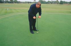 Old Marsh Golf Club, Palm Beach Florida. Steve Ehrbar Superintendent.  Testing Duich Ball Mark Plugger on turfgrass nursery with 100% bentgrass.