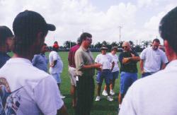 August 2002, STMA, Florida Chapter meeting at Miami Dolphins Training Camp, in Davie, FL.  Casey Gifford, Sports Turf Manager speaking to group.