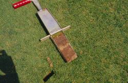 This is a soil profile of the Mets Training facility at Saint Lucie County Sports Complex.  This is a soil profile taken with the Mascaro Profile Sampler 