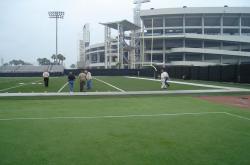 This is the Artificial Practice Field at the Jacksonville Jaguars Practice Facility located at the Jacksonville Municipal Stadium.  Mark Clay is Sports Turf Manager at the facility.