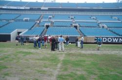 Here is the NFSTMA touring Jacksonville Municipal Stadium.  The overseeded ryegrass was just transitioning out and allowing the dormant bermudagrass to grow again on the field.