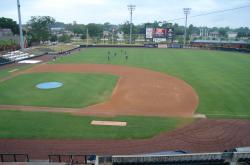 This is a view from the stands at the Baseball Grounds at Jacksonville