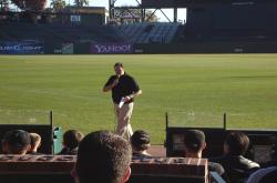 This is Gregory Elliott, Sports Turf Manager at AT&T Park in San Francisco, California speaking to the STMA tour group.