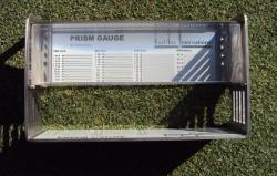 The Grass Height Prism Gauge is made from solid glass and is designed to tell you the actual height of cut that the mower is making on the turfgrass area.  By inserting the specially designed prism directly on the soil surface and looking through the instrument, you can determine the actual height of cut as well as the quality of cut and smoothness of the surface.