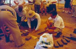 STMA Florida Chapter # 1 meeting at Ft. Lauderdale Stadium, Charlie Selvik, from Turface building a mound with clay bricks.