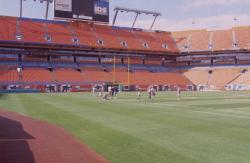 This is some of Dr. Busey's students on the field at Pro Player Stadium as it was being prepared and painted for the Rams game on October 24th.