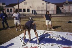 STMA Field Maintenance seminar, North High School, Phoenix.  This is Abby McNeal, M.J. Calvert and Ross Kurcab, all from the Denver Bronco's demonstrating stenciling.