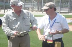 This is John Mascaro giving a class on tools to conduct a water audit.  I am explaining how water is held up by layers in the soil profile.