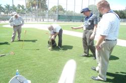 This is me and Richard Sanger (Richard is a certified water auditor) showing how the Turf-Tec Infiltrometer works to assist the water audit.